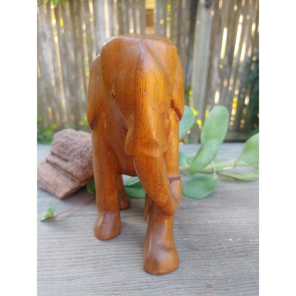 Vintage Hardwood Elephant // Decorative Wood Figurine - Picture 3 of 10